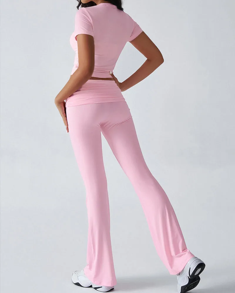 2-Piece Lounge Set for Women - Tops & Flare Pants