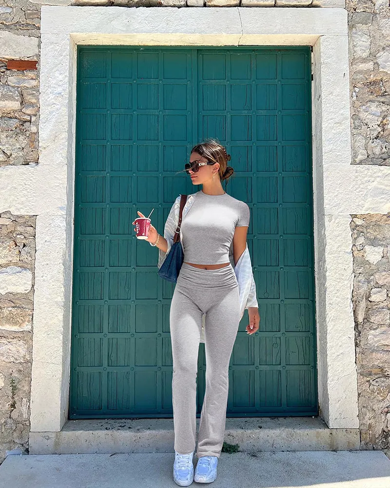 2-Piece Lounge Set for Women - Tops & Flare Pants