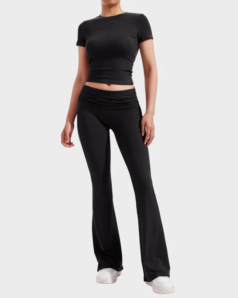 2-Piece Lounge Set for Women - Tops & Flare Pants