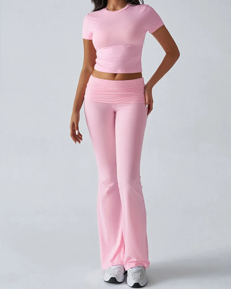 2-Piece Lounge Set for Women - Tops & Flare Pants