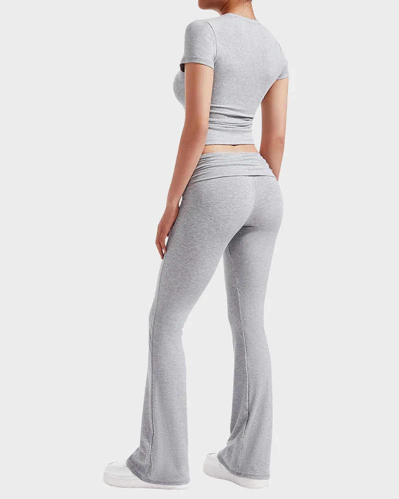 2-Piece Lounge Set for Women - Tops & Flare Pants