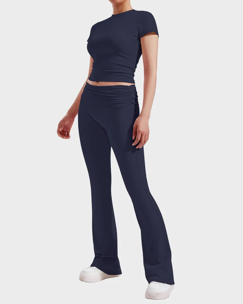 2-Piece Lounge Set for Women - Tops & Flare Pants