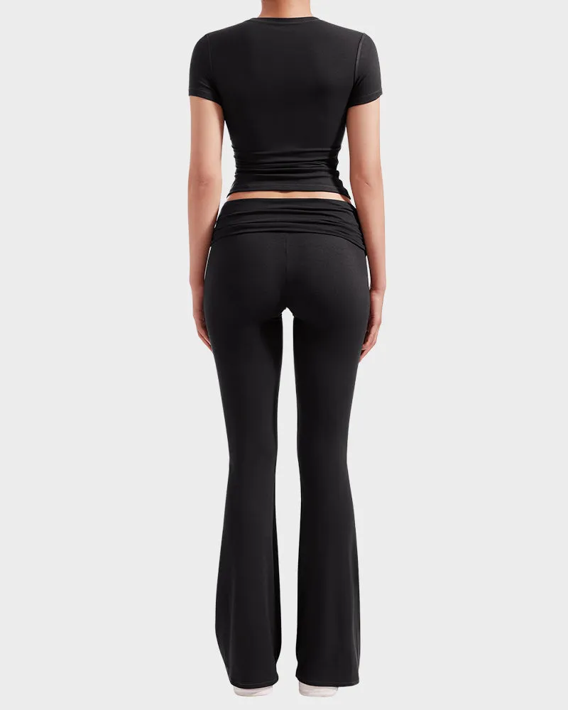 2-Piece Lounge Set for Women - Tops & Flare Pants