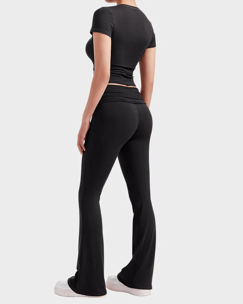 2-Piece Lounge Set for Women - Tops & Flare Pants