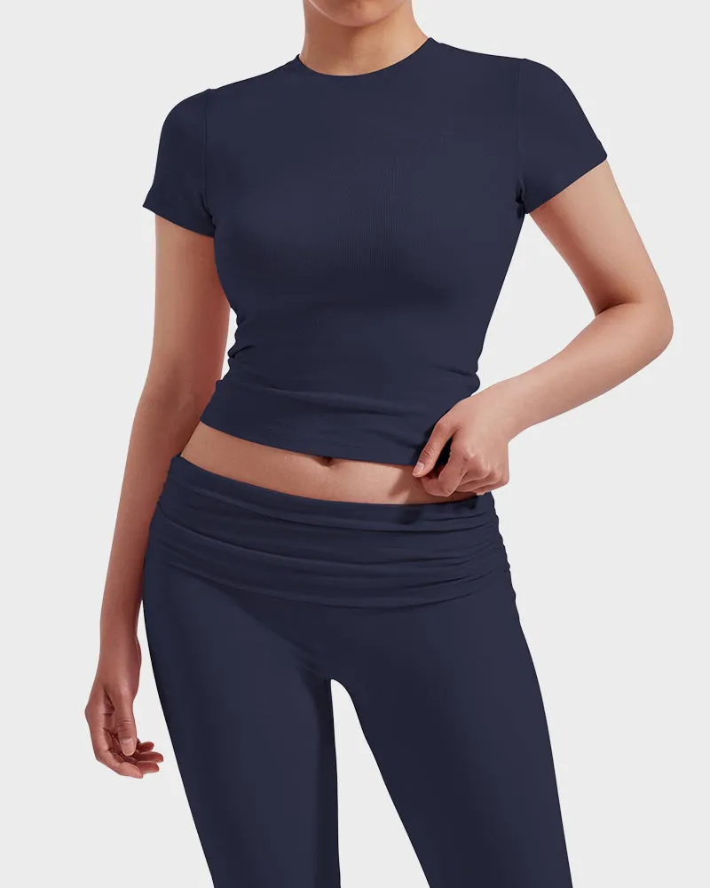 2-Piece Lounge Set for Women - Tops & Flare Pants