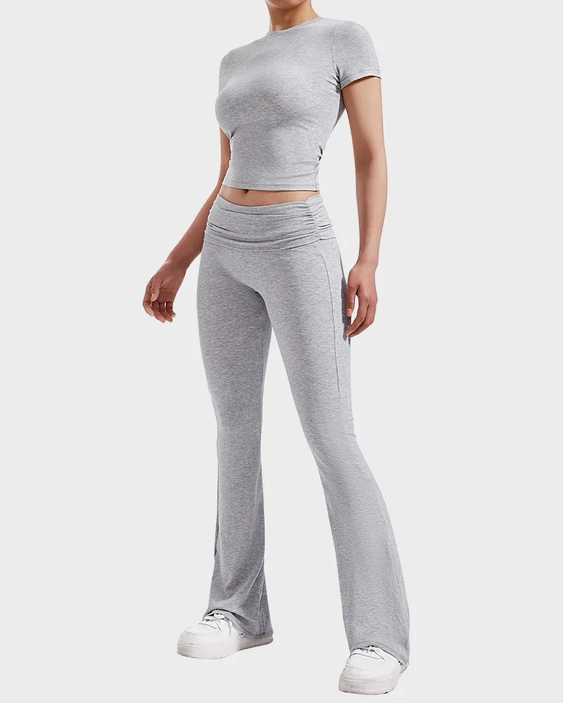 2-Piece Lounge Set for Women - Tops & Flare Pants