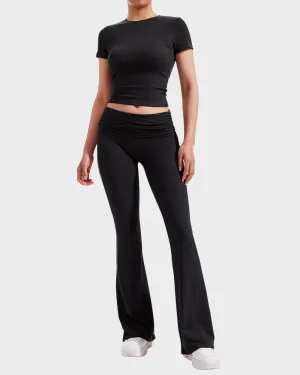 2-Piece Lounge Set for Women - Tops & Flare Pants