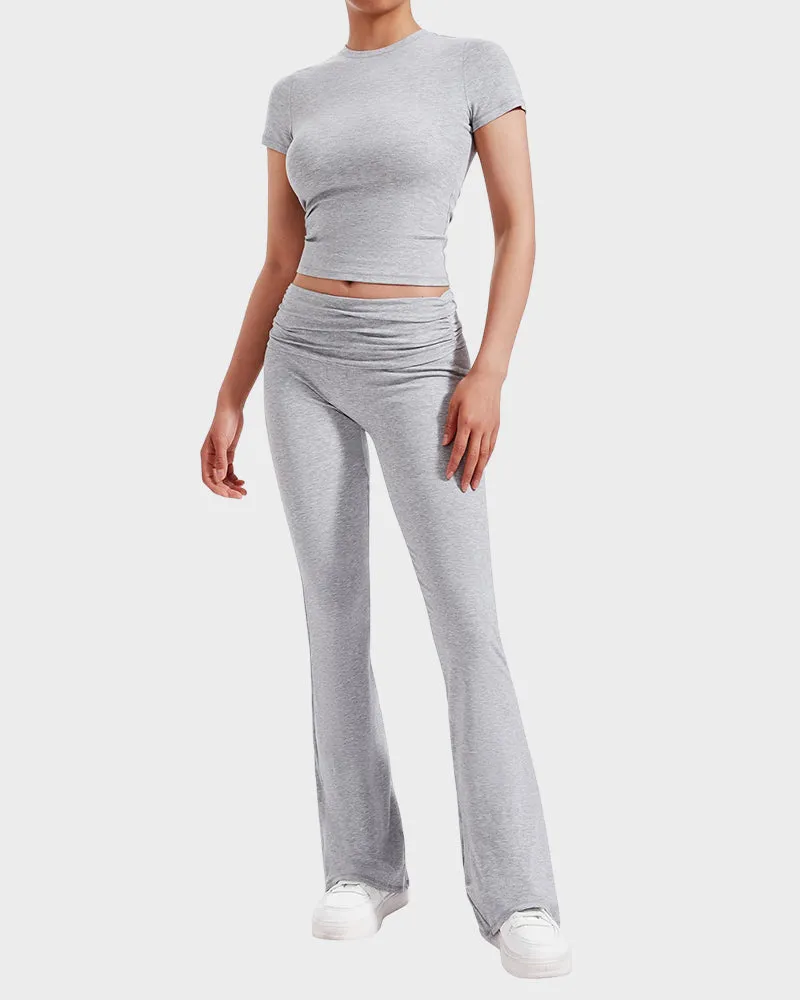 2-Piece Lounge Set for Women - Tops & Flare Pants