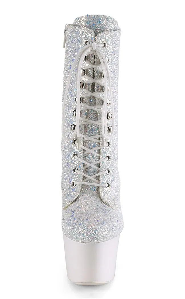 ADORE-1020LG Neon White Multi Glitter Ankle Boots