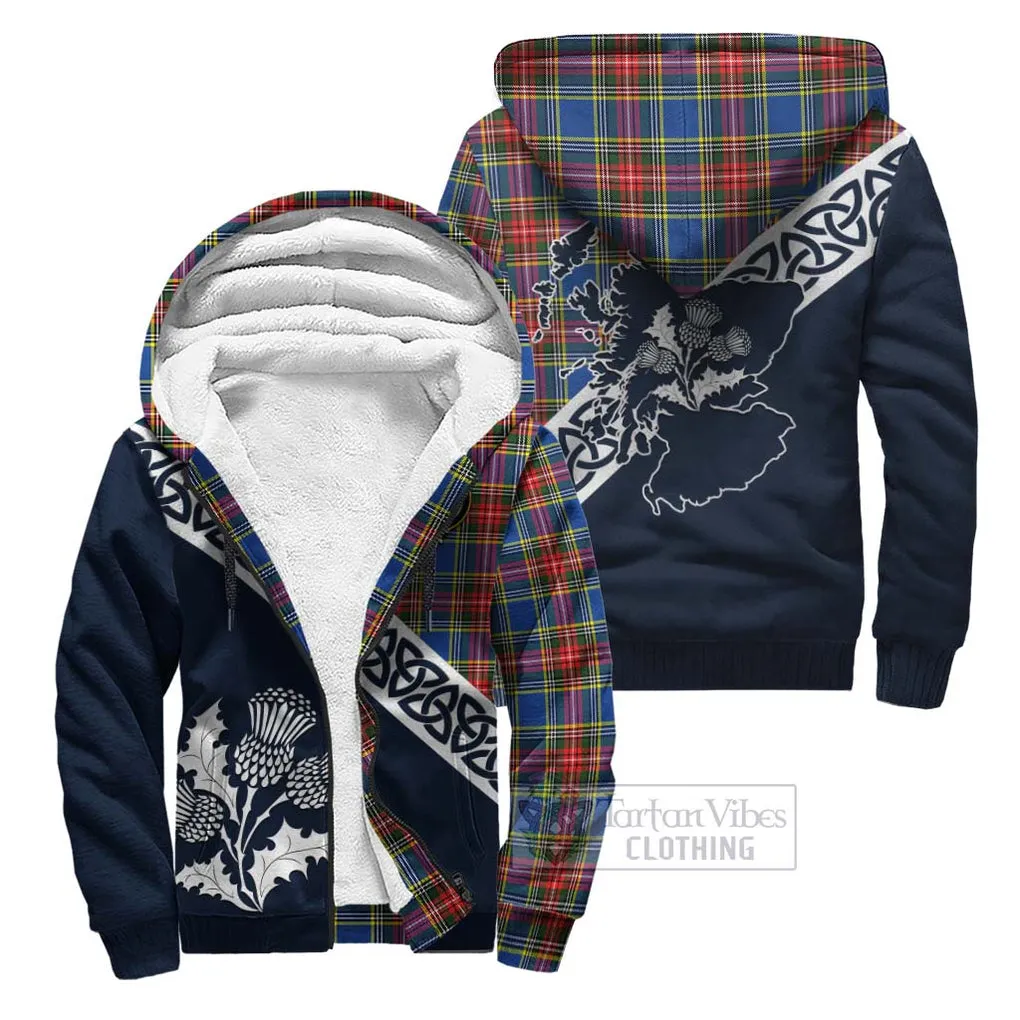Bethune Tartan Sherpa Hoodie Featuring Thistle and Scotland Map