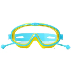 Blue Yellow two border Anti Fog UV Protection Leakproof Design Swim Goggles for Kids,4yrs  - 10yrs