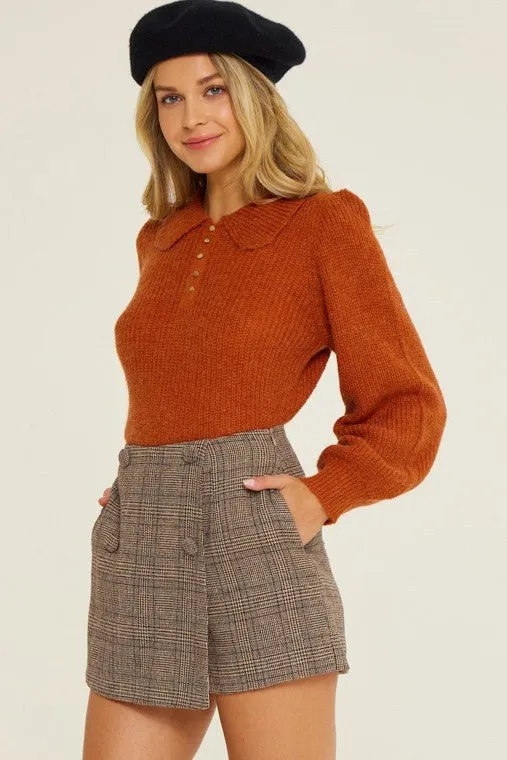 Brown Plaid Skort