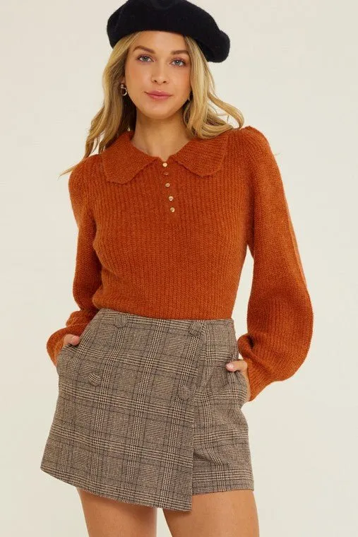 Brown Plaid Skort