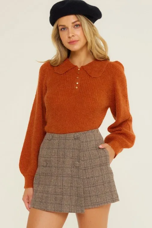 Brown Plaid Skort