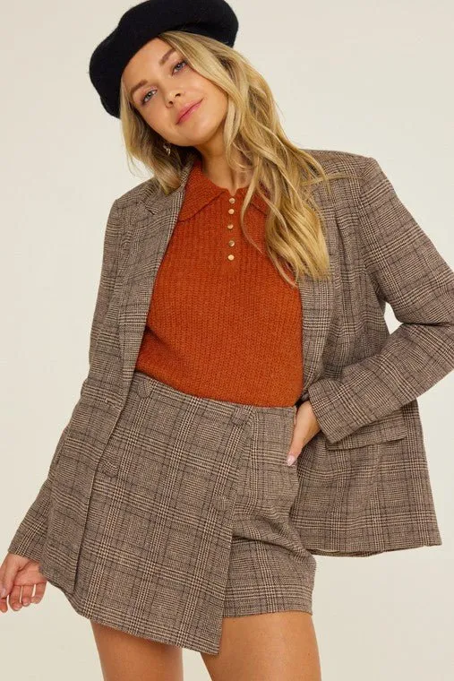 Brown Plaid Skort