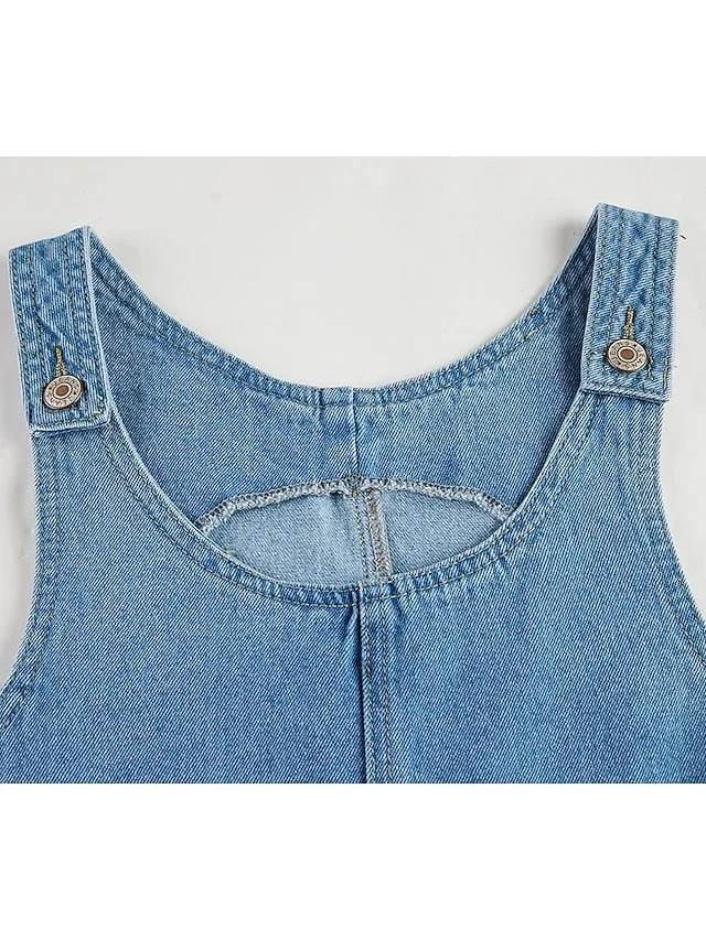 Casual Dress Shift Dress Denim Overall Pinafore Dress Mini Dress Denim Fashion Modern Outdoor Daily Vacation U Neck Pocket Sleeveless Summer Spring  Regular Fit Black Blue Gray Plain S M for Women