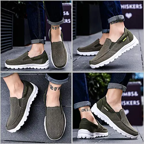 ChayChax Scarpe da Barca Uomo Comode Scarpe da Ginnastica Basse Slip On Loafer Mocassini Leggera Canvas Sneaker,Blu,43 EU
