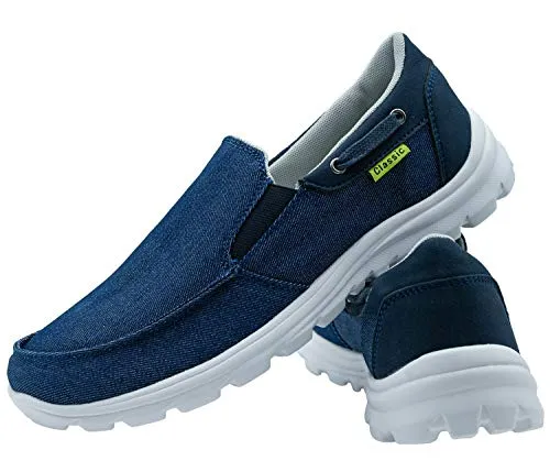ChayChax Scarpe da Barca Uomo Comode Scarpe da Ginnastica Basse Slip On Loafer Mocassini Leggera Canvas Sneaker,Blu,43 EU