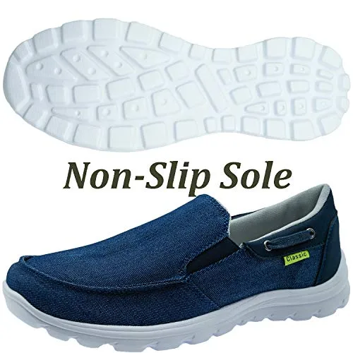 ChayChax Scarpe da Barca Uomo Comode Scarpe da Ginnastica Basse Slip On Loafer Mocassini Leggera Canvas Sneaker,Blu,43 EU
