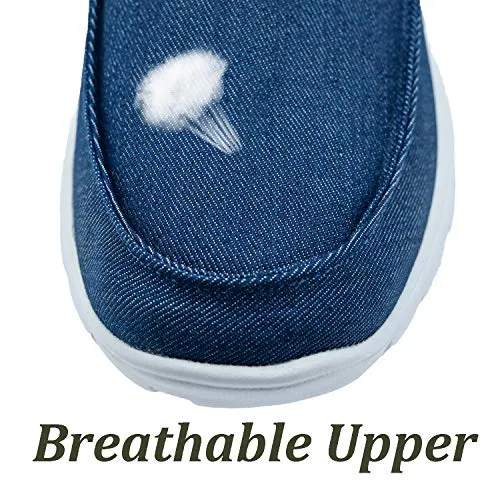 ChayChax Scarpe da Barca Uomo Comode Scarpe da Ginnastica Basse Slip On Loafer Mocassini Leggera Canvas Sneaker,Blu,43 EU