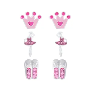 Children's Sterling Silver Set of 3 Pairs of Ballet Themed Stud Earrings