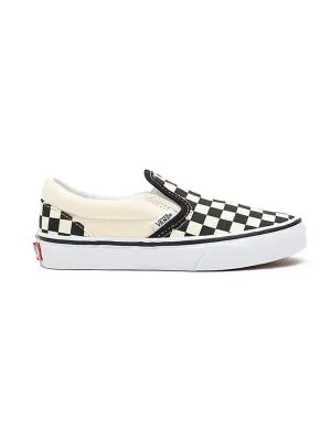 Classic Checkerboard Black/White Slip On Shoes (Kids)