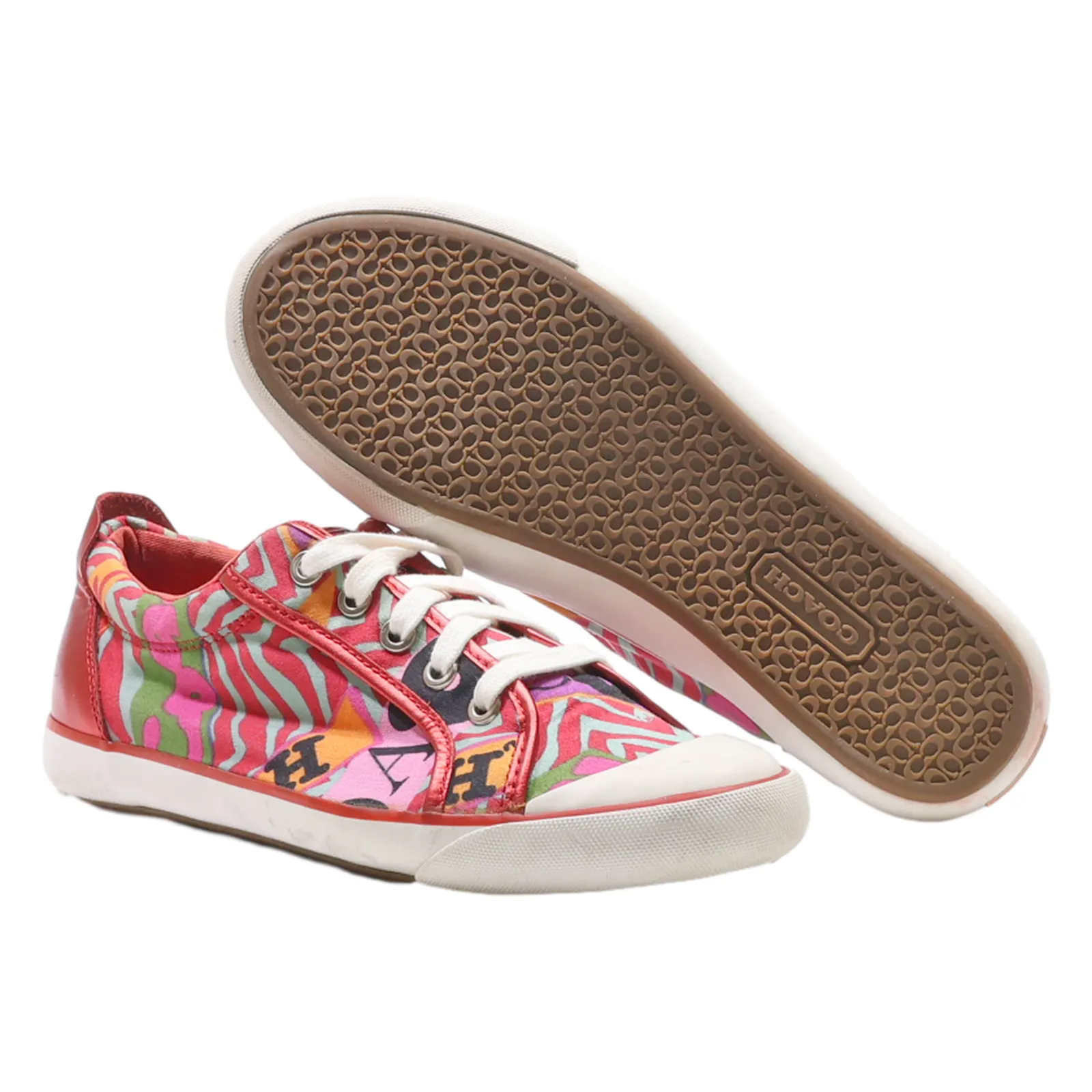 COACH Low Top Trainers Red Canvas Womens UK 7
