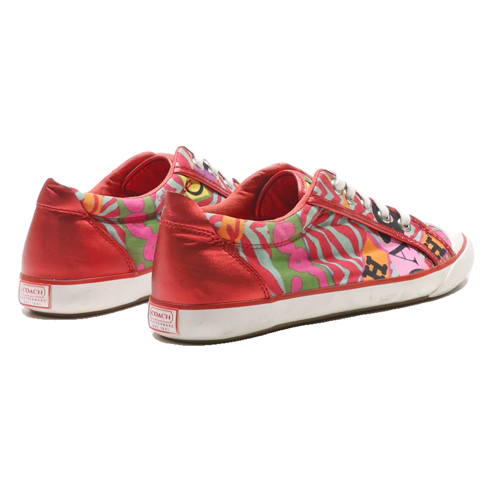 COACH Low Top Trainers Red Canvas Womens UK 7