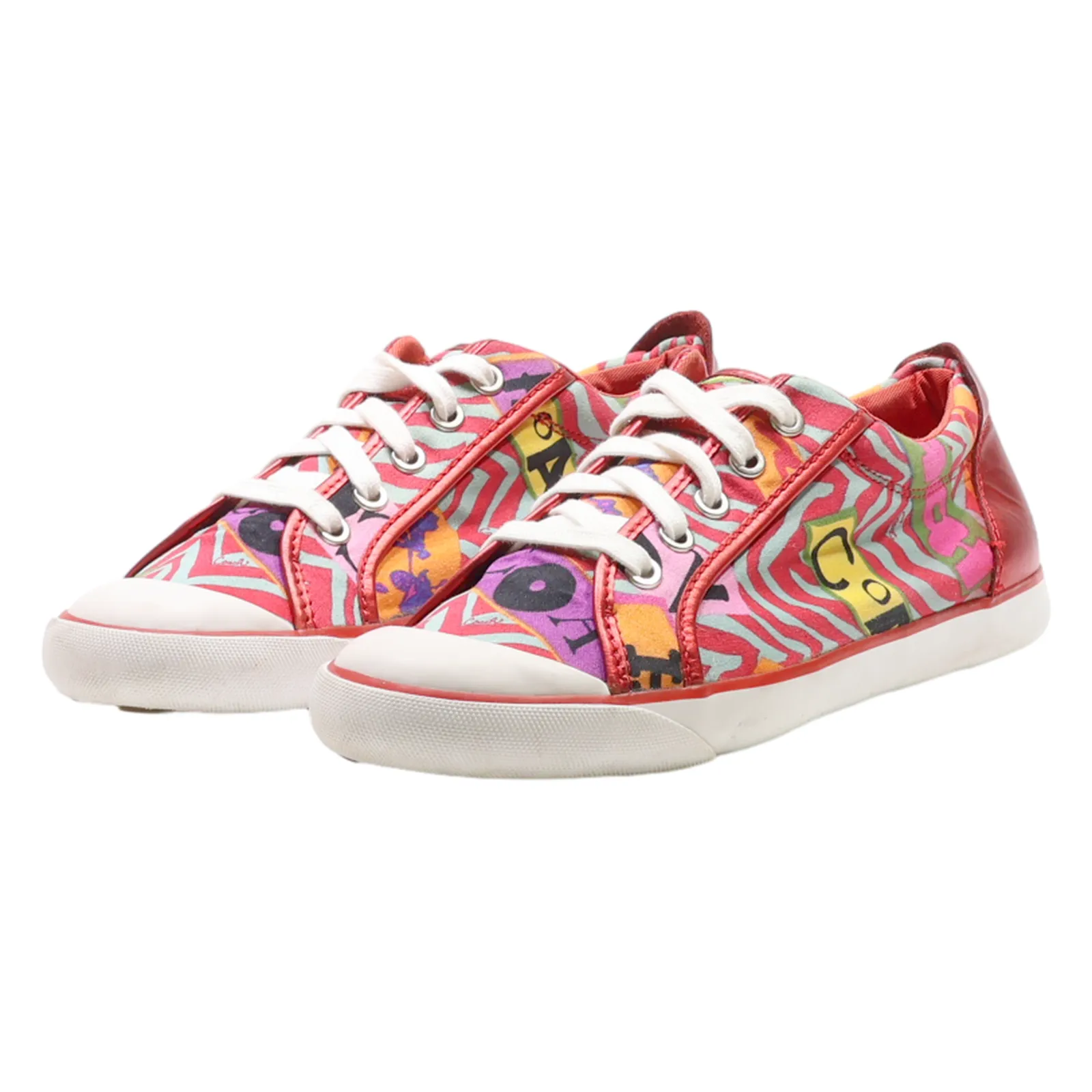 COACH Low Top Trainers Red Canvas Womens UK 7