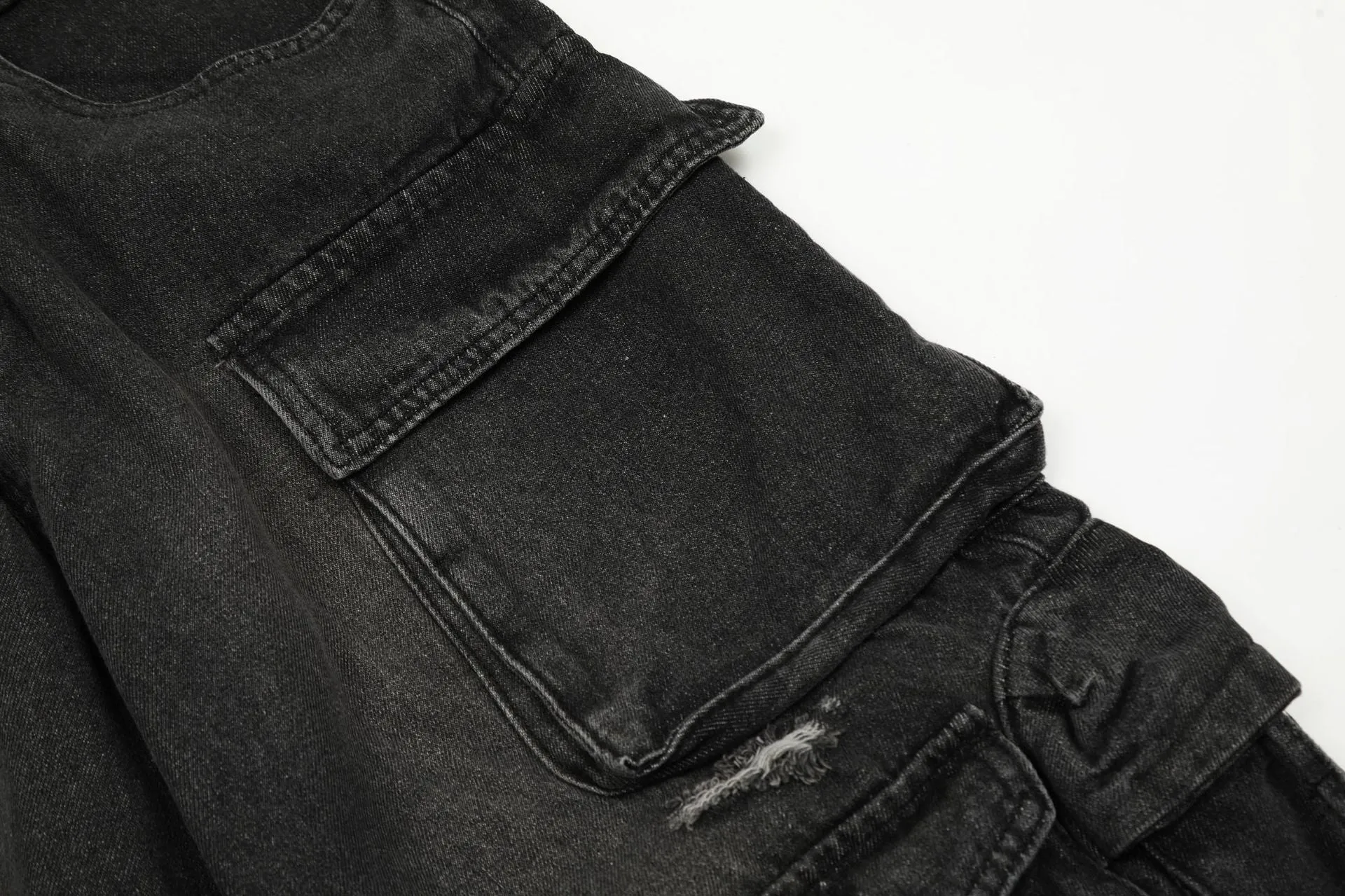 Distressed Cargo Jeans with Pockets