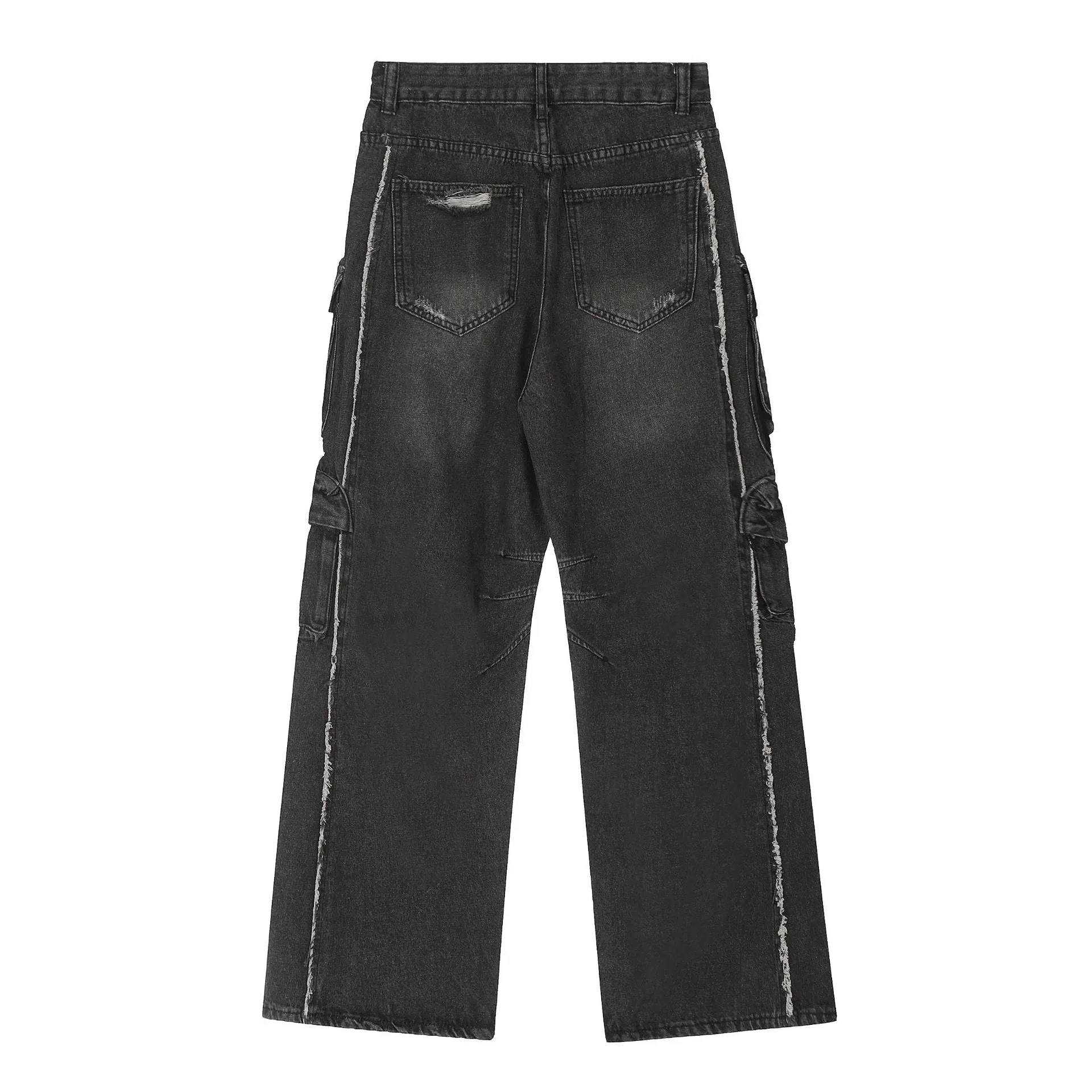 Distressed Cargo Jeans with Pockets