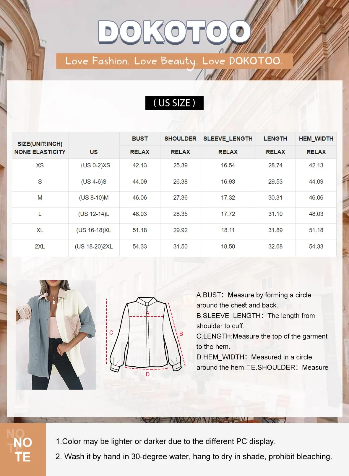 Dokotoo Womens Casual 2024 Spring Button Down V Neck Collared Long Sleeve Shirts for Women Ladies Soft Loose fit Fashion Autumn Basic Blouses Summer Tops with Pockets Orange M