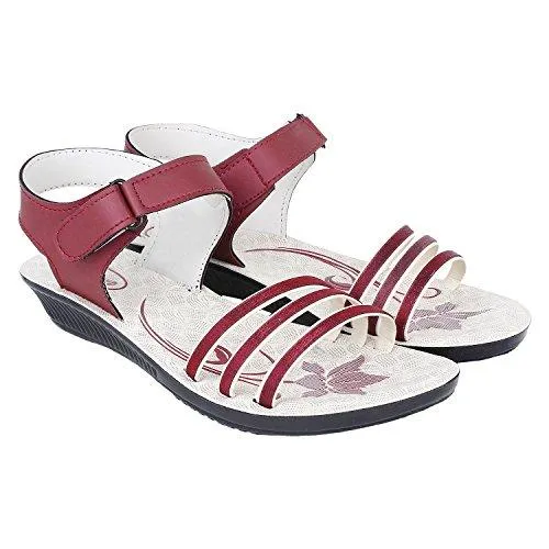 Earton Women's Footwear Maroon-817 Canvas Sandals (6 UK)
