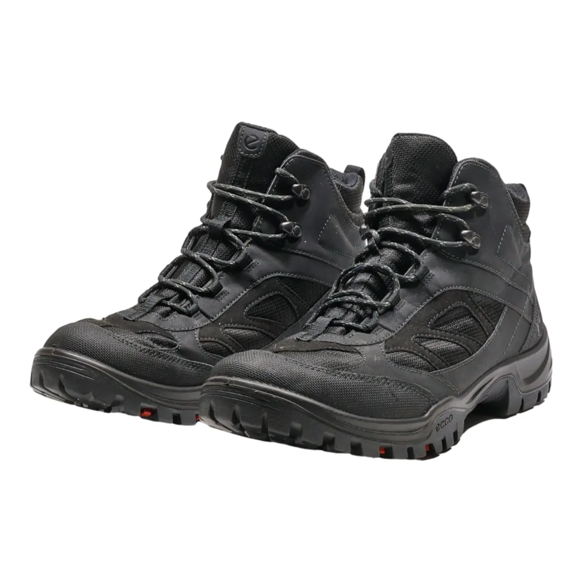 ECCO Hiking Boots Black Canvas Mens UK 11.5