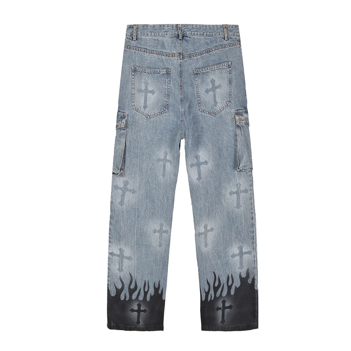 Flame Print Cargo Jeans