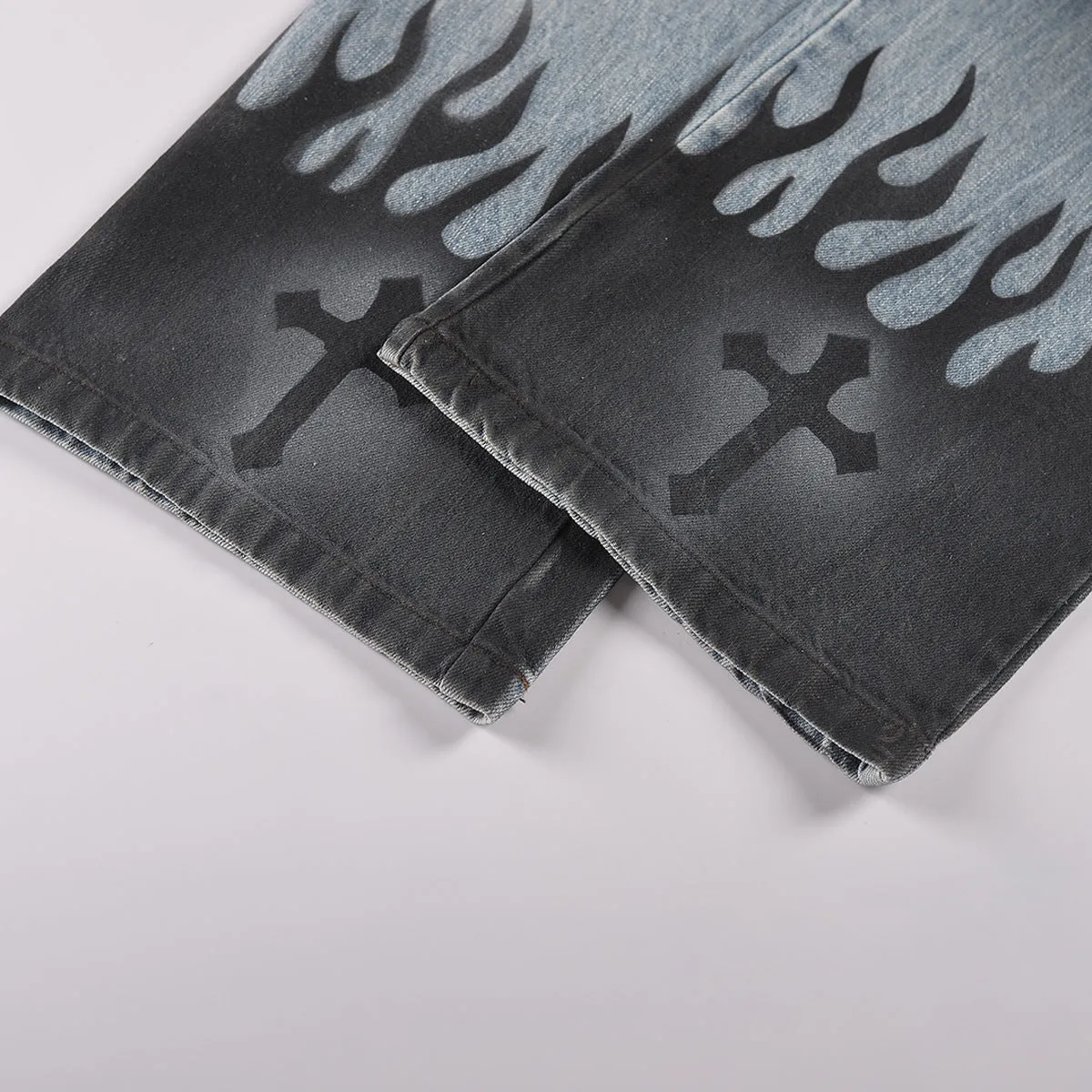 Flame Print Cargo Jeans