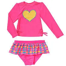 Koala Kids Girls' 2 Piece Pink Long Sleeve Rash Guard and Swim Bottoms Set - Toddler