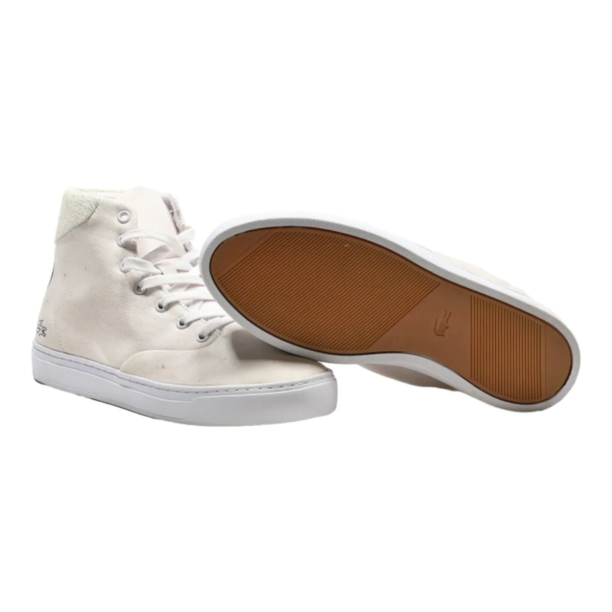 LACOSTE High Top Trainers Pink Canvas Womens UK 4