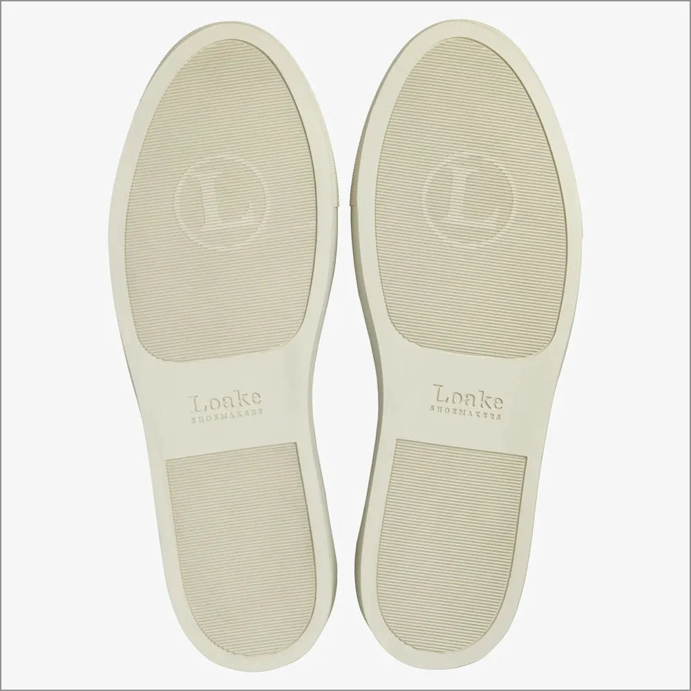 Loake Rush White and Navy Suede Trainer--