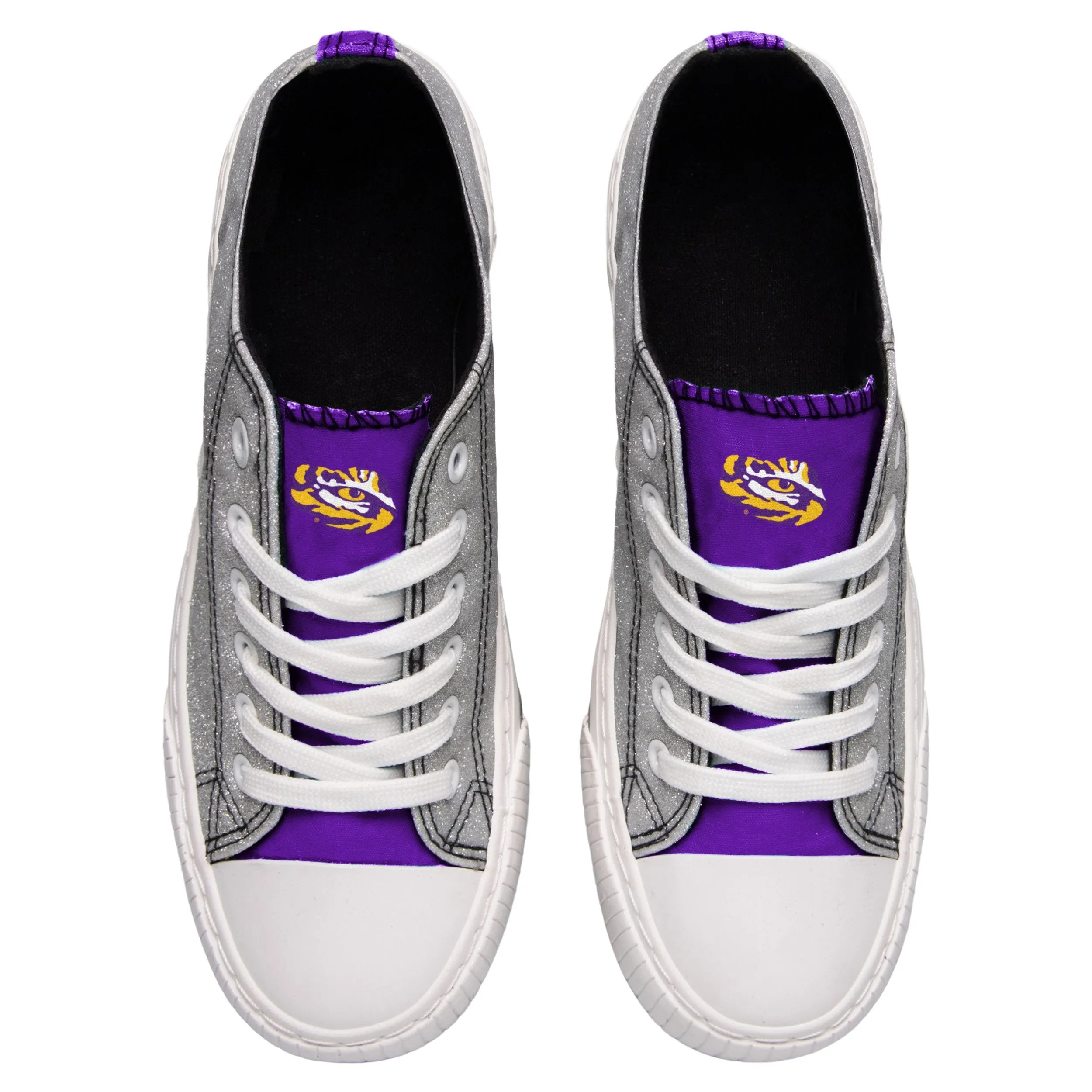LSU Tigers NCAA Womens Glitter Low Top Canvas Shoes