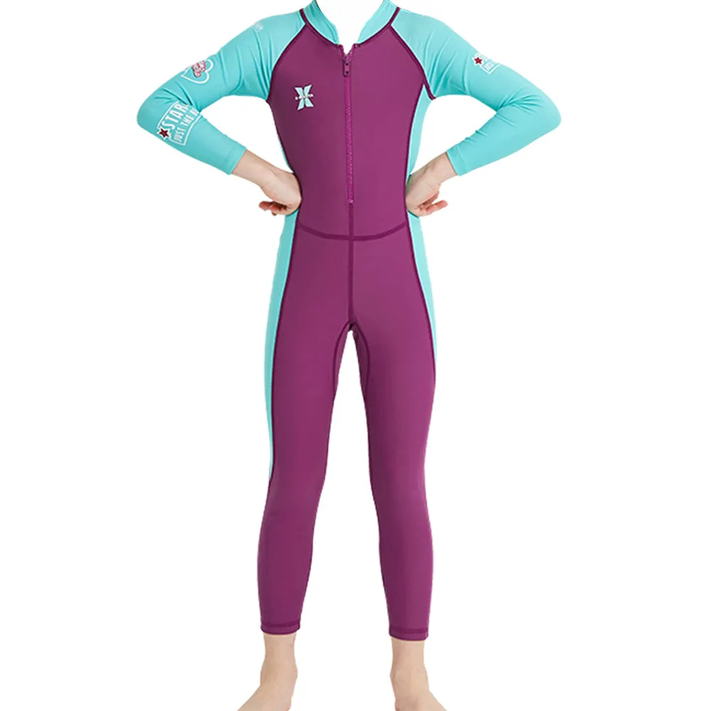 Maroon Mint Quote Sleeves Full Length Kids Swimwear With Upto 50  Feature