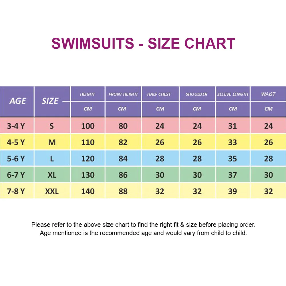 Maroon Mint Quote Sleeves Full Length Kids Swimwear With Upto 50  Feature