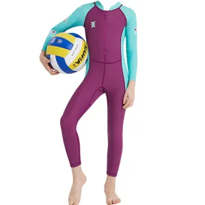 Maroon Mint Quote Sleeves Full Length Kids Swimwear With Upto 50  Feature