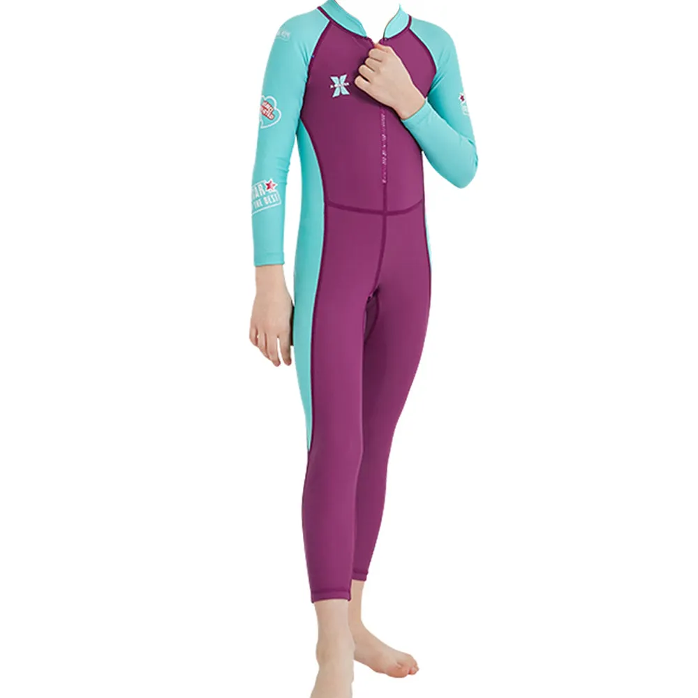 Maroon Mint Quote Sleeves Full Length Kids Swimwear With Upto 50  Feature