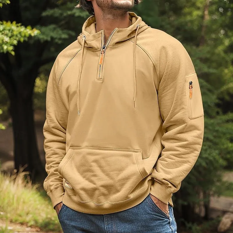 Men's Casual Half-Zip Multi-Pocket Hooded Sweatshirt 73248106Y