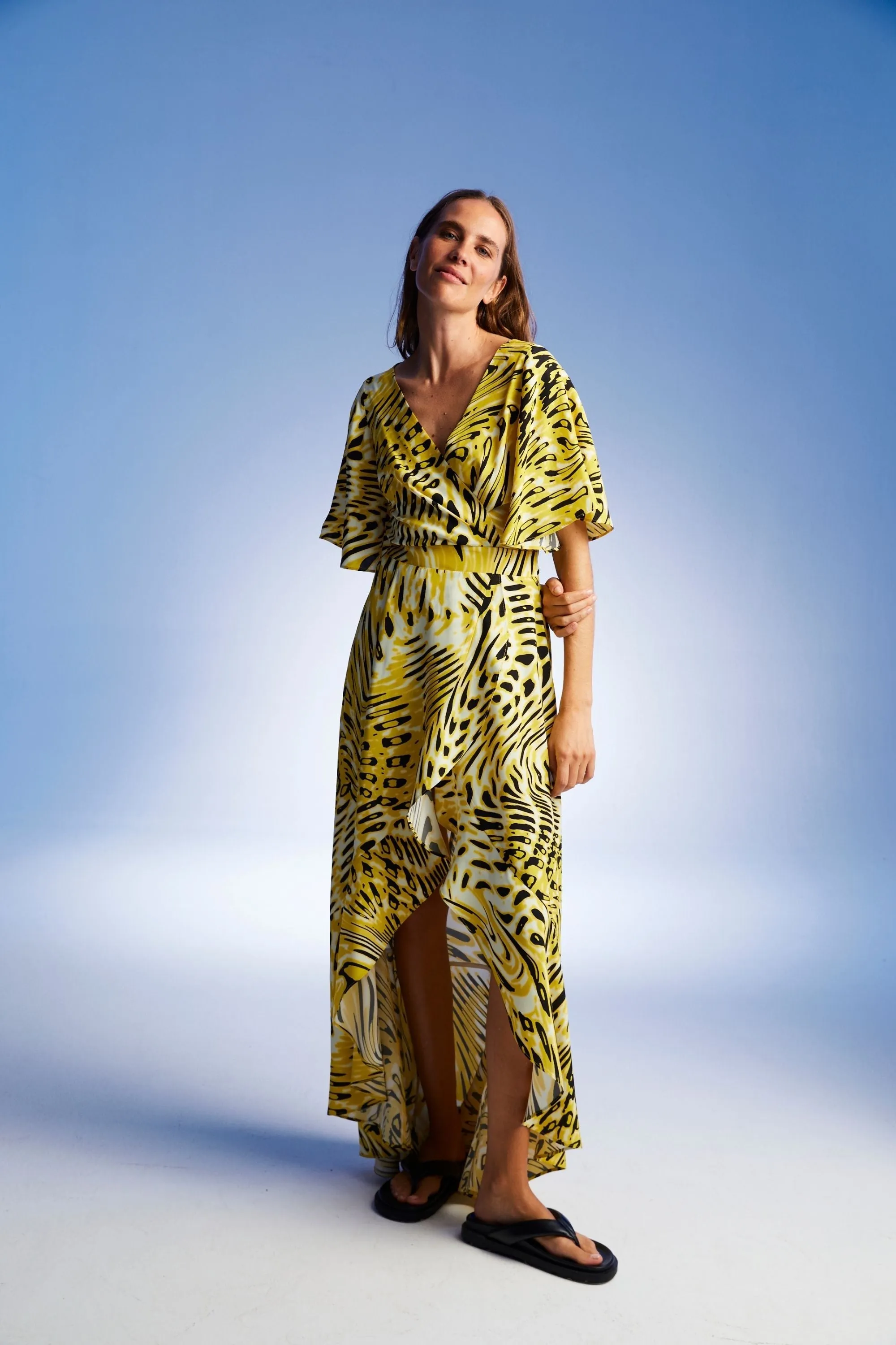 Multi-Colored Printed Asymmetrical Dress