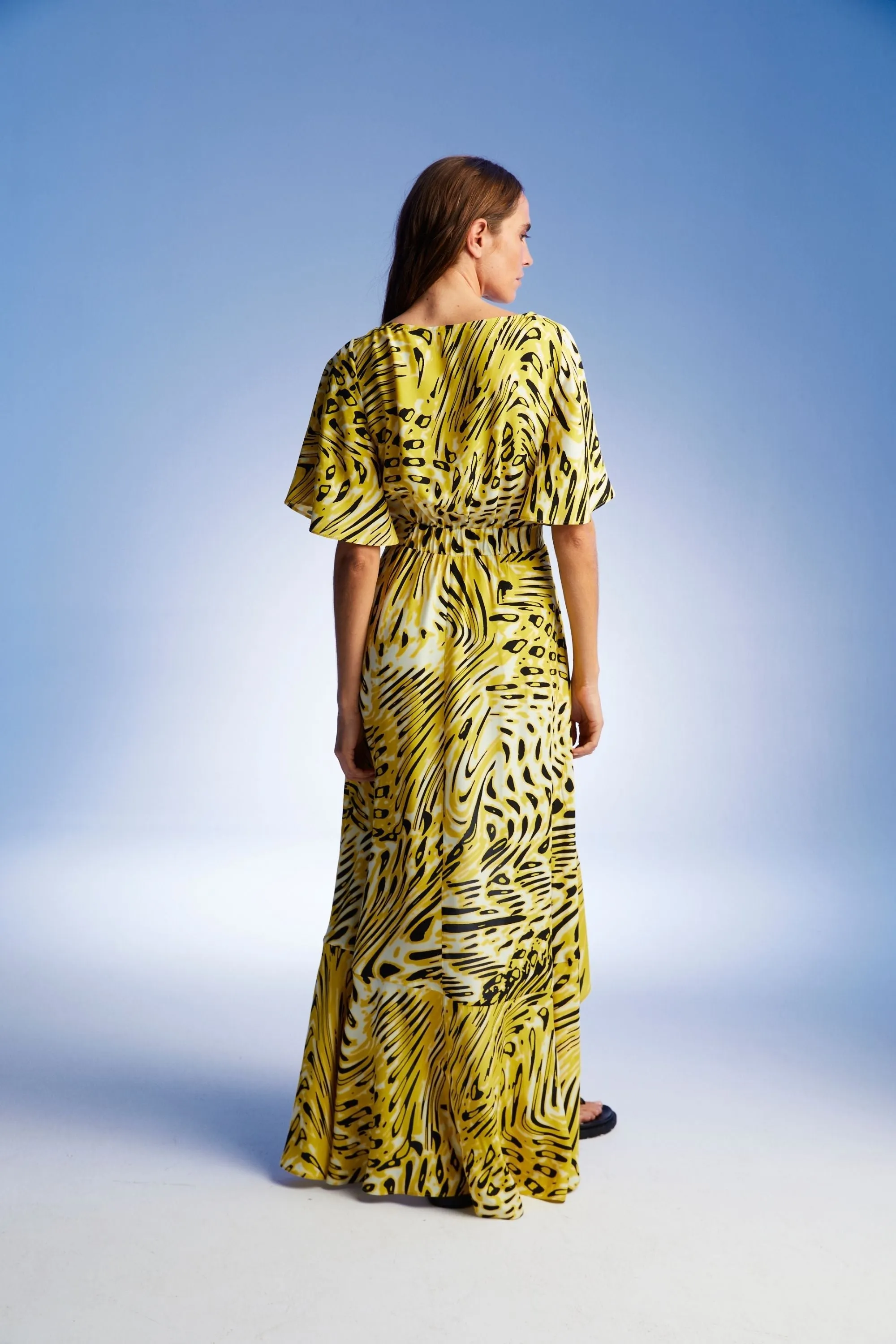 Multi-Colored Printed Asymmetrical Dress