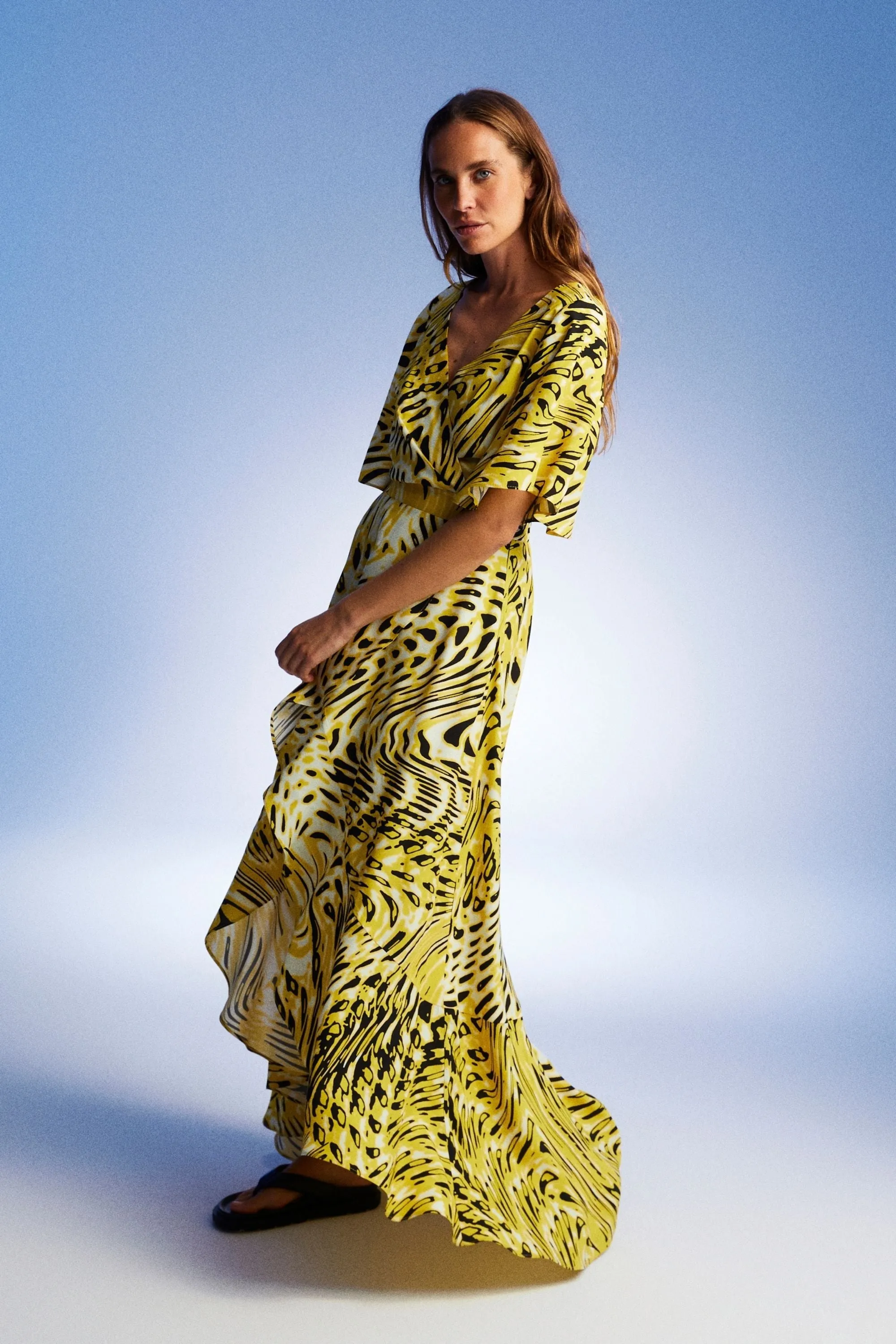Multi-Colored Printed Asymmetrical Dress