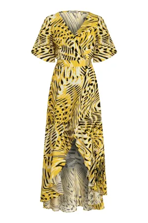 Multi-Colored Printed Asymmetrical Dress