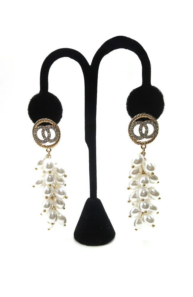 Multi Pearl Charm Drop Earrings